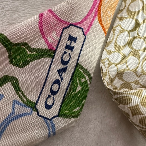 Coach Multicolor Signature Patterned Silk Purse Scarves 100% Silk - Picture 12 of 12